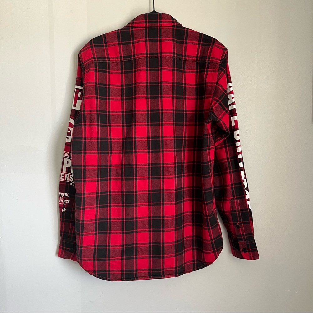 Aape A Bathing Ape Flannel Black And Red Button Down Thermal Fleece Men's Size M - Picture 9 of 10